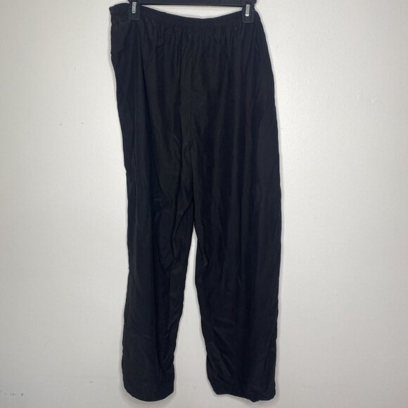 Eileen Fisher L Silk Pants Black Elastic Waist Wide Leg Pull On - Picture 5 of 7